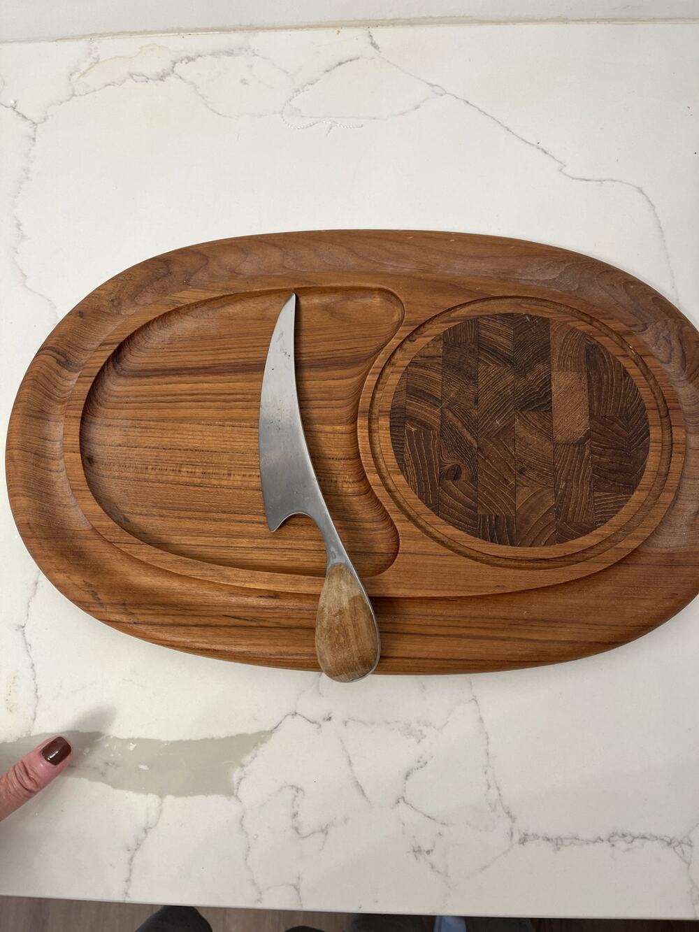 Dansk Board Teak Wood Cheese Charcuterie w Matching Knife Vtg MCM